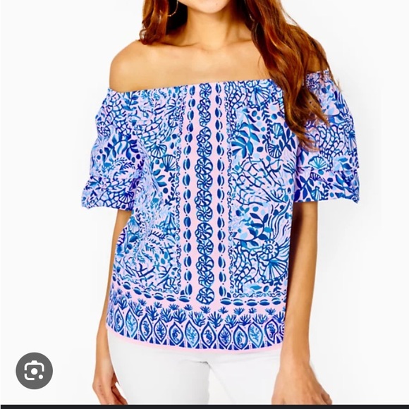 Lilly Pulitzer Tops - Lilly Pulitzer Frankee Off The Shoulder Short Sleeve Top NWT size XL